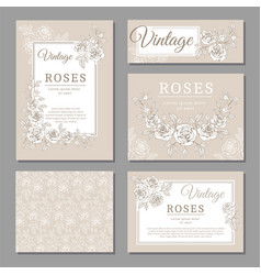 Classic wedding vintage invitation cards with vector image