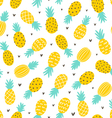 Pineapple and hearts seamless pattern vector image