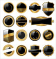 Set of empty black and gold labels vector image