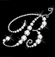 B italic letter with diamonds vector image