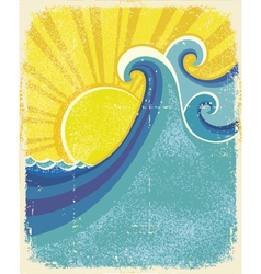 Sea waves poster vector image