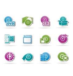 Computer media and disk icons vector image