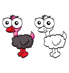 Funny cartoon ostrich vector image