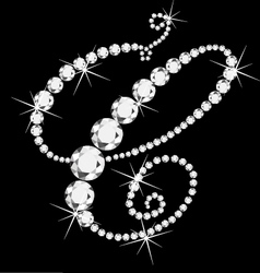 C italic letter with diamonds vector image