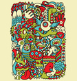 Hipster Doodle Monster Collage Background vector image