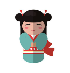 Cute kokeshi doll traditional costume japanese vector image