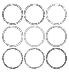 Round rope frames collection on white background vector image
