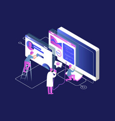 Isometric developing programming and coding Vector Image