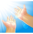 Hands outstretched to the sun vector image