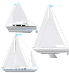 Set sailing boat floating vector image