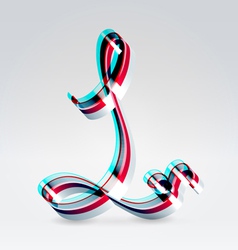 Fantasy plastic 3d glowing ribbon typeface vector image