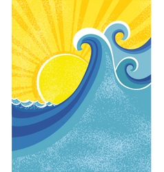 Sea waves poster vector image