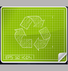 Recycle Symbol Blueprint Icon vector image