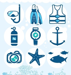 Underwater icons vector image