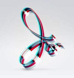 Fantasy plastic 3d glowing ribbon typeface vector image