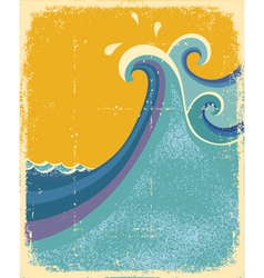 Sea waves poster vector image