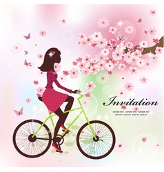 Girl bike card vector image