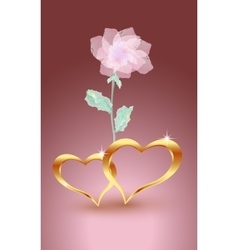 Gold jewelry hearts with rose Gold jewelry hearts with rose vector image