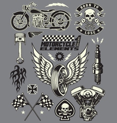 Set of Vintage Motorcycle Elements vector image
