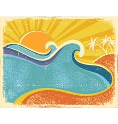 Sea waves poster vector image
