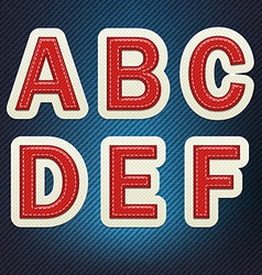 Stitched Fabric Font A-F vector image