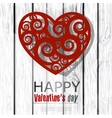 Red handmade heart on wooden background Valentines vector image