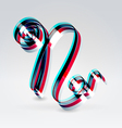 Fantasy plastic 3d glowing ribbon typeface vector image