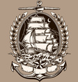 Tattoo Style Pirate Ship In Crest vector image