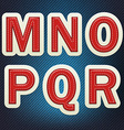 Stitched Fabric Font M-R vector image