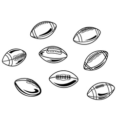 Rugby and american football balls vector image