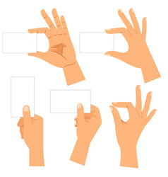 Male hand holding blank card set vector image