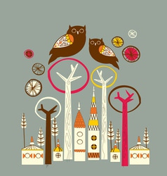 Card with two owls vector image