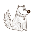 Cute character Dog with heart on collar vector image