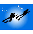 Silhouettes of two divers Silhouettes of two divers vector image