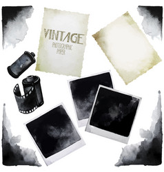 Vintage set of watercolor old photographic paper Vintage set of watercolor old photographic paper vector image