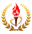 Flaming torch in laurel wreath vector image
