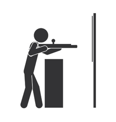 Monochrome silhouette with man shooting to target vector image