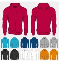 Set of colored hoodies templates for men vector image