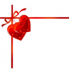Red ribbon and hearts vector image