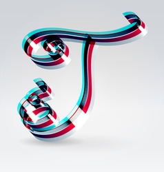 Fantasy plastic 3d glowing ribbon typeface vector image