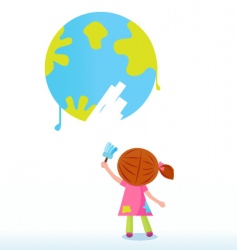 Little artist child painting vector image