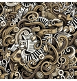Cartoon hand drawn doodles Music seamless pattern vector image