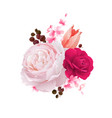 Elegance flowers bouquet of color roses and tulip vector image