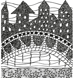 Hand drawn background with night city black Hand drawn background with night city black vector image