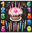 Happy Birthday cake numbers and firework vector image