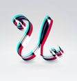 Fantasy plastic 3d glowing ribbon typeface vector image