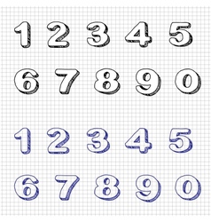 Hand-drawn Numbers Doodles Set 2 Sketch vector image
