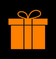 Gift box sign orange icon on black background Gift box sign orange icon on black background vector image