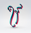 Fantasy plastic 3d glowing ribbon typeface vector image