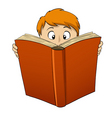 Cartoon boy reading big book vector image